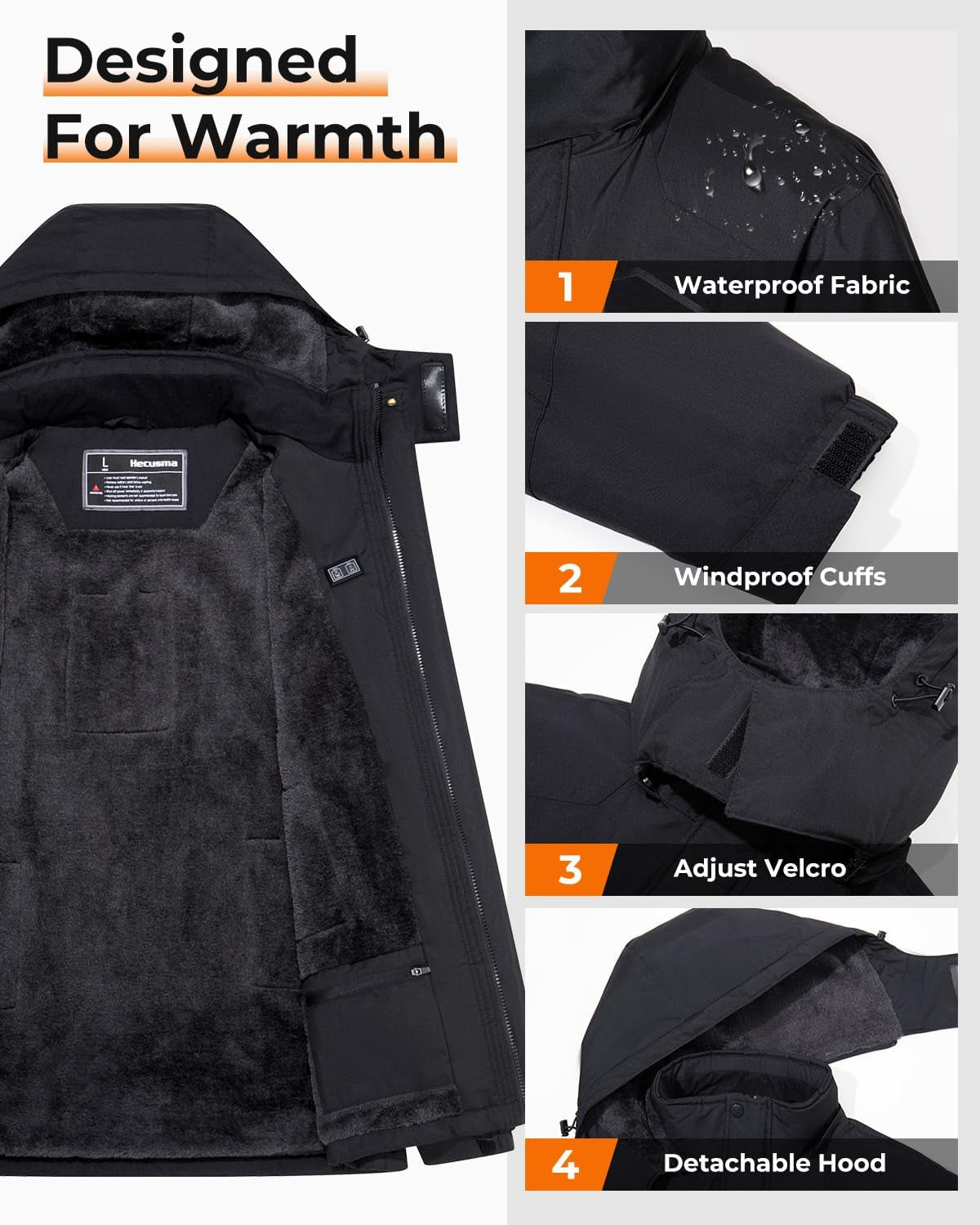 Stay Warm and Stylish with Our Heated Men's Jacket Featuring a 18400mAh 12V Battery Pack and Luxurious Fur Lining