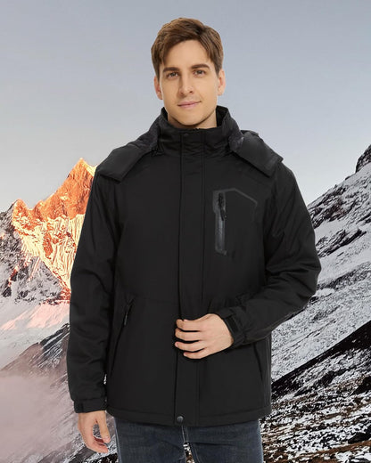 Stay Warm and Stylish with Our Heated Men's Jacket Featuring a 18400mAh 12V Battery Pack and Luxurious Fur Lining