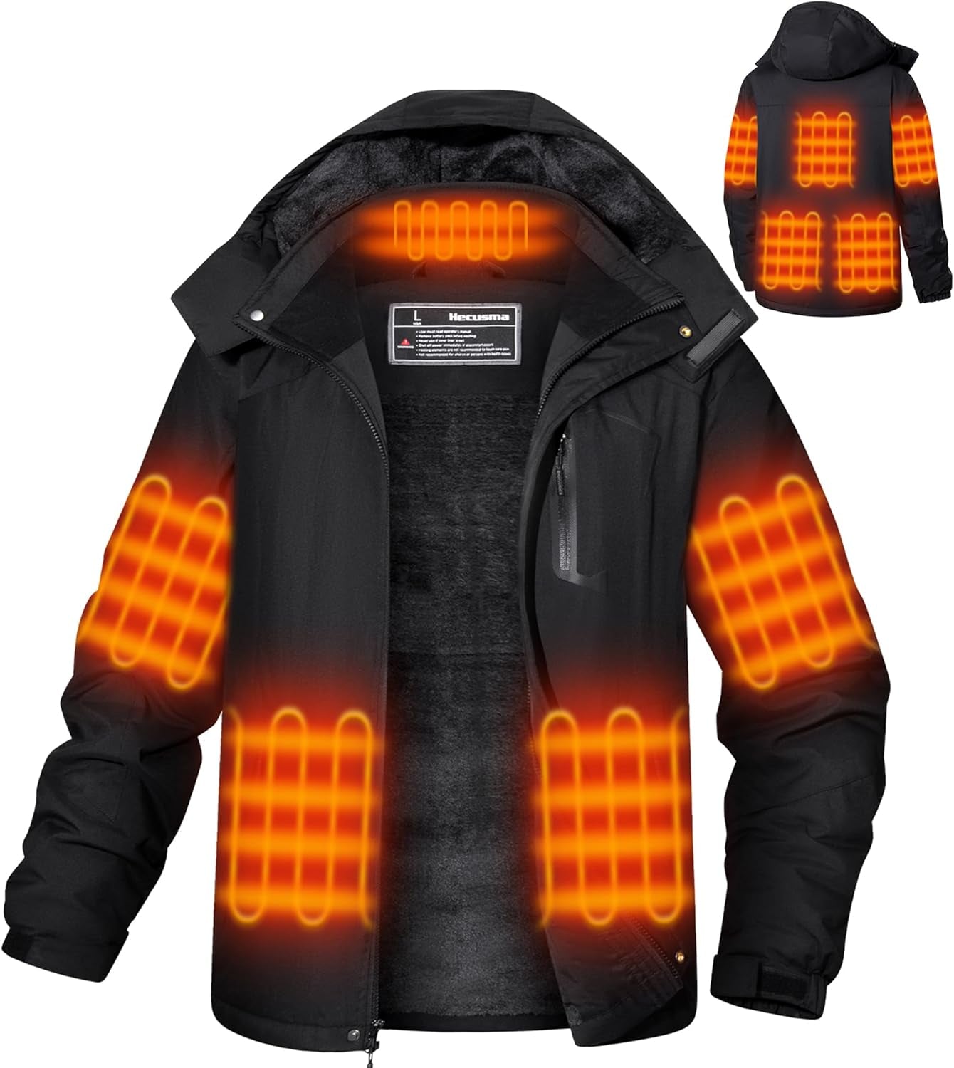 Stay Warm and Stylish with Our Heated Men's Jacket Featuring a 18400mAh 12V Battery Pack and Luxurious Fur Lining