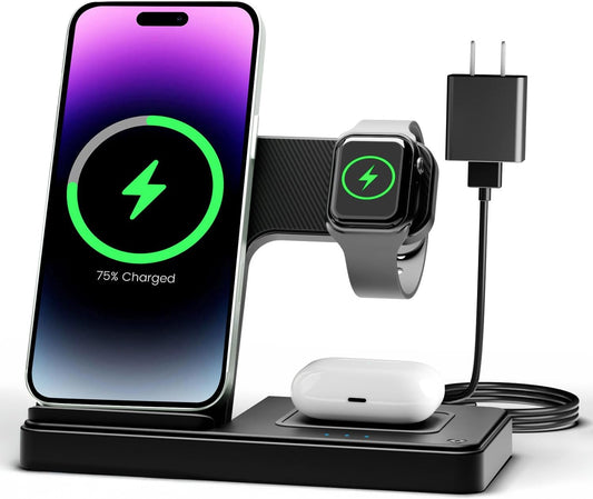 Revolutionary 3-in-1 Wireless Charger: Fast Charging Station for iPhone, Apple Watch, and AirPods - Compatible with Latest Models